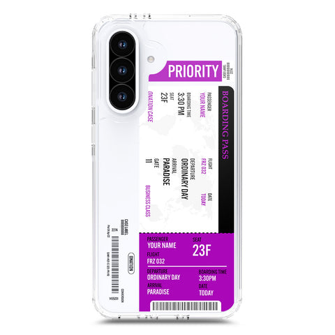 Samsung Galaxy A56 Cover - Personalised Boarding Pass Ticket Series - Clear Phone Case - Soft Silicon Borders
