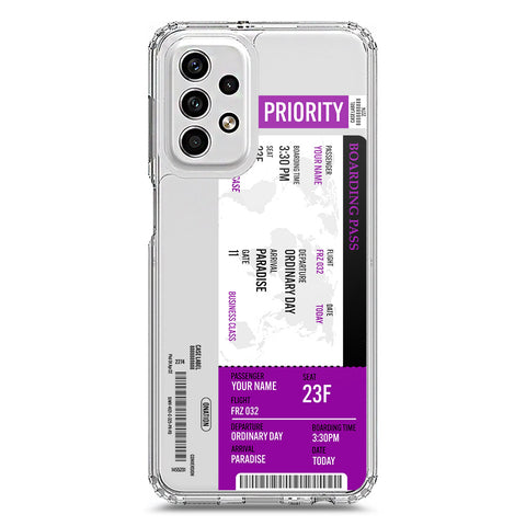Samsung Galaxy A23 5G Cover - Personalised Boarding Pass Ticket Series - Clear Phone Case - Soft Silicon Borders