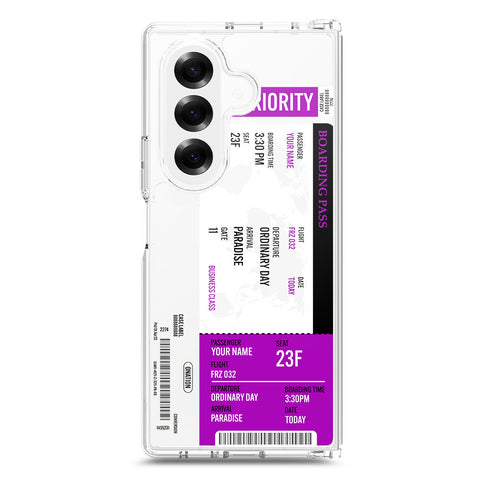 Samsung Galaxy Z Fold 7 Cover - Personalised Boarding Pass Ticket Series - Clear Phone Case - Soft Silicon Borders
