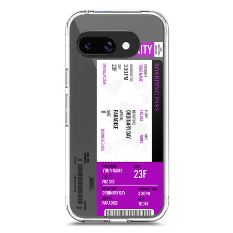 Google Pixel 9a Cover - Personalised Boarding Pass Ticket Series - Clear Phone Case - Soft Silicon Borders