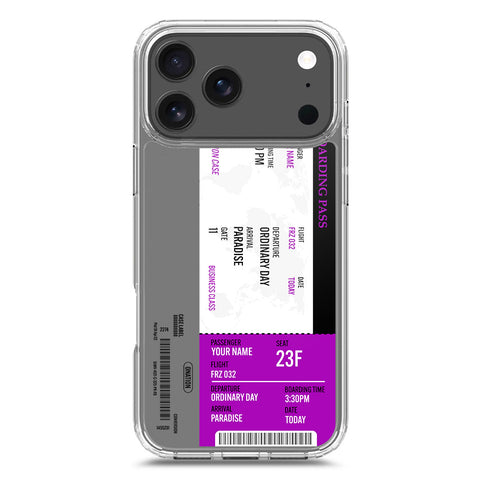 iPhone 17 Pro Max Cover - Personalised Boarding Pass Ticket Series - Clear Phone Case - Soft Silicon Borders