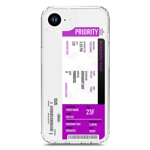 iPhone 16e Cover - Personalised Boarding Pass Ticket Series - Clear Phone Case - Soft Silicon Borders
