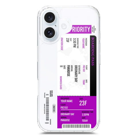 iPhone 17 Cover - Personalised Boarding Pass Ticket Series - Clear Phone Case - Soft Silicon Borders