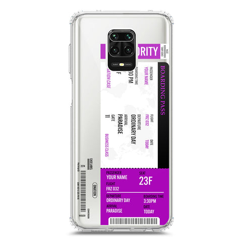Xiaomi Redmi Note 9 Pro Max Cover - Personalised Boarding Pass Ticket Series - Clear Phone Case - Soft Silicon Borders