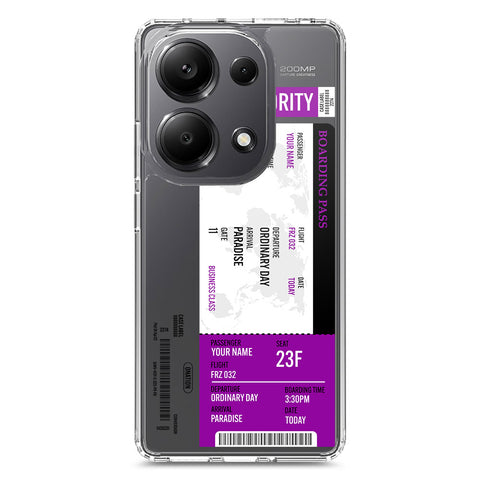 Xiaomi Redmi Note 13 Pro 4G Cover - Personalised Boarding Pass Ticket Series - Clear Phone Case - Soft Silicon Borders