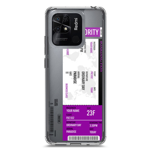Xiaomi Redmi 10C Cover - Personalised Boarding Pass Ticket Series - Clear Phone Case - Soft Silicon Borders