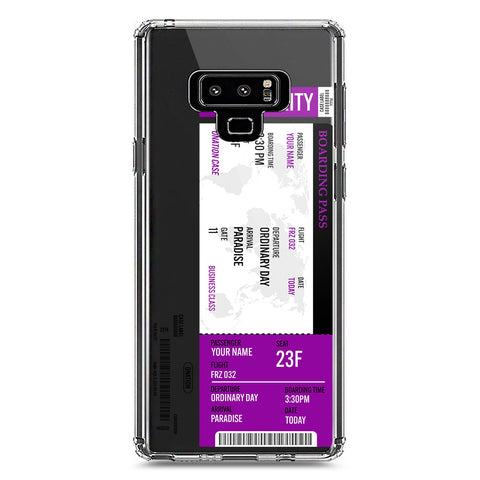 Samsung Galaxy Note 9 Cover - Personalised Boarding Pass Ticket Series - Clear Phone Case - Soft Silicon Borders