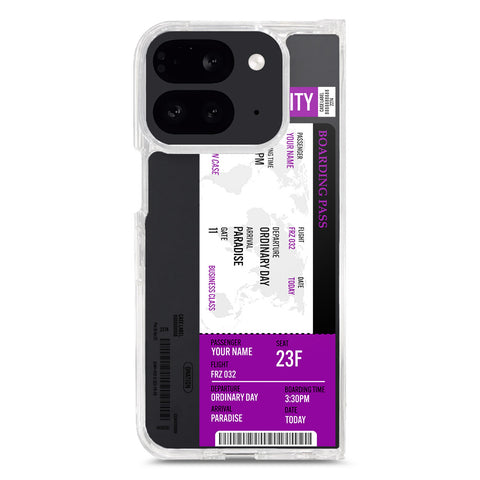 Google Pixel 9 Pro Fold Cover - Personalised Boarding Pass Ticket Series - Clear Phone Case - Soft Silicon Borders