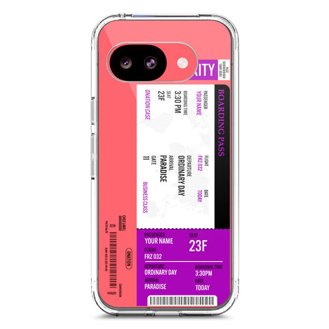 Google Pixel 10a Cover - Personalised Boarding Pass Ticket Series - Clear Phone Case - Soft Silicon Borders