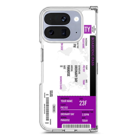Google Pixel 10 Pro Fold Cover - Personalised Boarding Pass Ticket Series - Clear Phone Case - Soft Silicon Borders