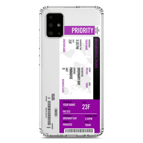 Samsung Galaxy A51 Cover - Personalised Boarding Pass Ticket Series - Clear Phone Case - Soft Silicon Borders