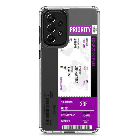 Samsung Galaxy A73 5G Cover - Personalised Boarding Pass Ticket Series - Clear Phone Case - Soft Silicon Borders