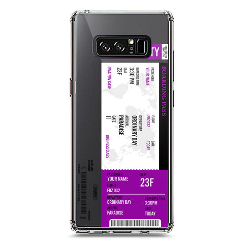 Samsung Galaxy Note 8 Cover - Personalised Boarding Pass Ticket Series - Clear Phone Case - Soft Silicon Borders