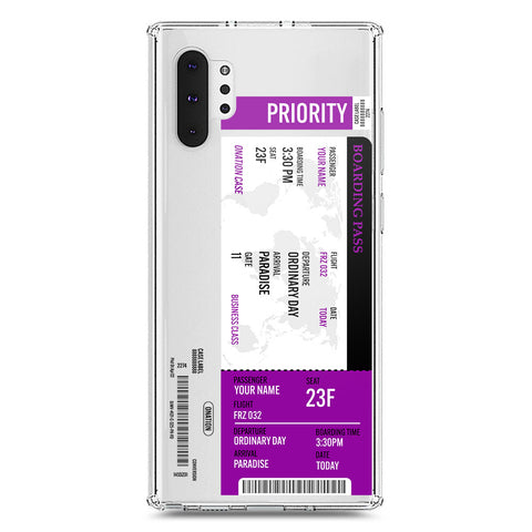 Samsung Galaxy Note 10 Plus Cover - Personalised Boarding Pass Ticket Series - Clear Phone Case - Soft Silicon Borders