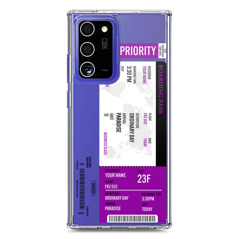 Samsung Galaxy Note 20 Ultra Cover - Personalised Boarding Pass Ticket Series - Clear Phone Case - Soft Silicon Borders