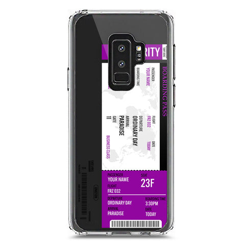 Samsung Galaxy S9 Plus Cover - Personalised Boarding Pass Ticket Series - Clear Phone Case - Soft Silicon Borders