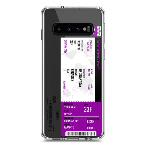 Samsung Galaxy S10 Cover - Personalised Boarding Pass Ticket Series - Clear Phone Case - Soft Silicon Borders