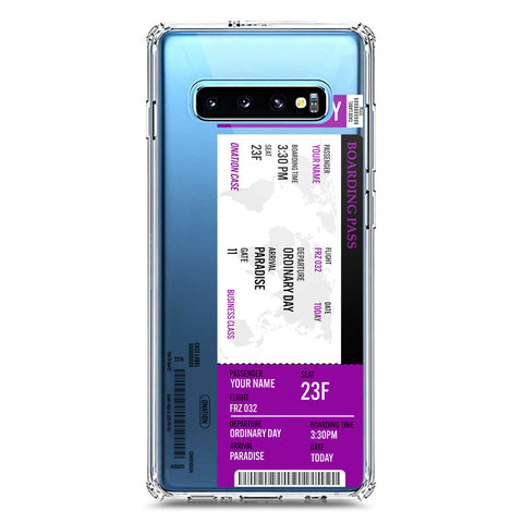 Samsung Galaxy S10 Plus Cover - Personalised Boarding Pass Ticket Series - Clear Phone Case - Soft Silicon Borders