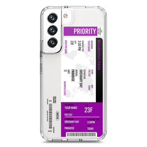 Samsung Galaxy S22 5G Cover - Personalised Boarding Pass Ticket Series - Clear Phone Case - Soft Silicon Borders