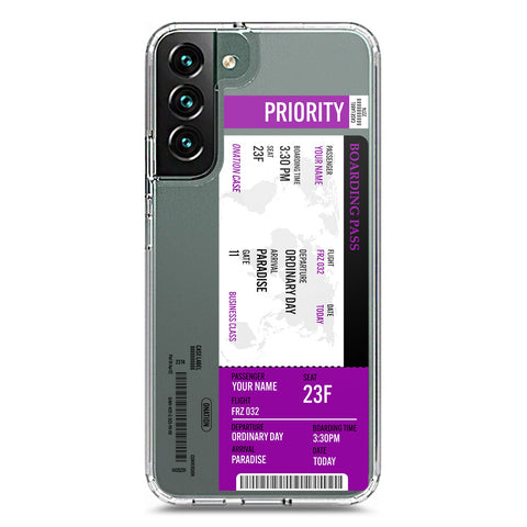 Samsung Galaxy S22 Plus 5G Cover - Personalised Boarding Pass Ticket Series - Clear Phone Case - Soft Silicon Borders
