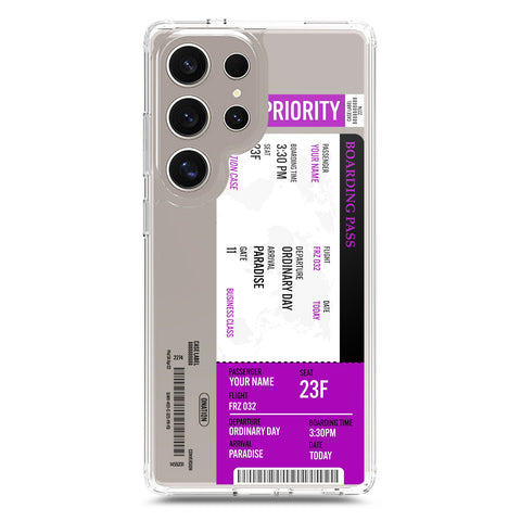 Samsung Galaxy S23 Ultra 5G Cover - Personalised Boarding Pass Ticket Series - Clear Phone Case - Soft Silicon Borders