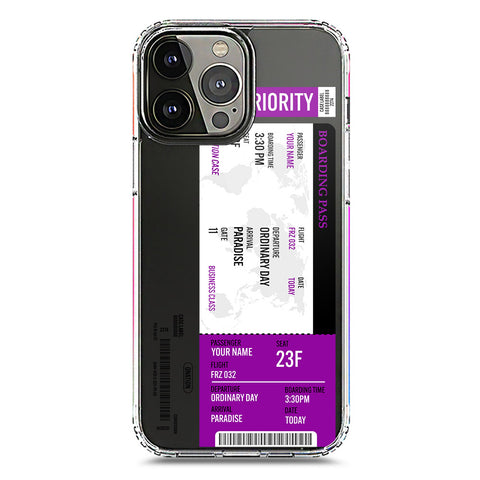 iPhone 13 Pro Max Cover - Personalised Boarding Pass Ticket Series - Clear Phone Case - Soft Silicon Borders