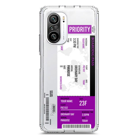 Xiaomi Poco F3 Cover - Personalised Boarding Pass Ticket Series - Clear Phone Case - Soft Silicon Borders