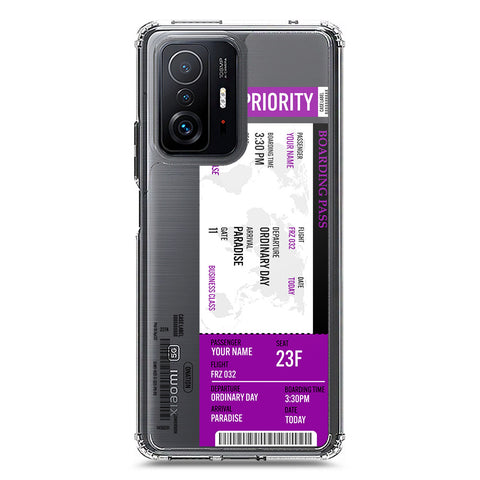 Xiaomi Mi 11T Cover - Personalised Boarding Pass Ticket Series - Clear Phone Case - Soft Silicon Borders