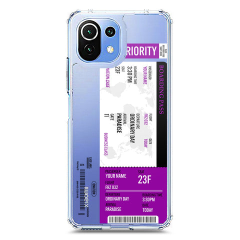 Xiaomi 11 Lite 5G NE Cover - Personalised Boarding Pass Ticket Series - Clear Phone Case - Soft Silicon Borders