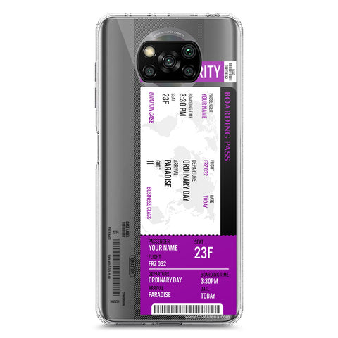 Xiaomi Poco X3 Pro Cover - Personalised Boarding Pass Ticket Series - Clear Phone Case - Soft Silicon Borders