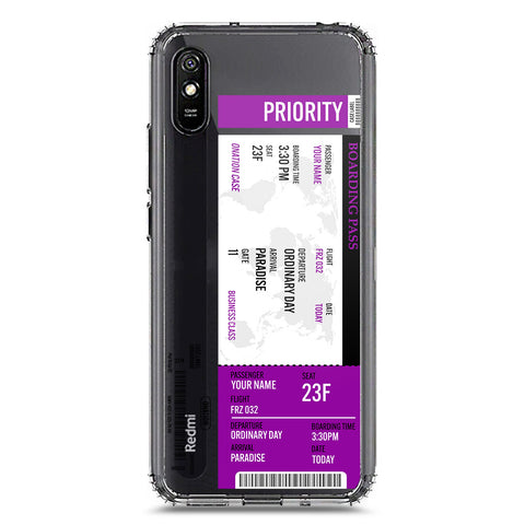 Xiaomi Redmi 9i Cover - Personalised Boarding Pass Ticket Series - Clear Phone Case - Soft Silicon Borders
