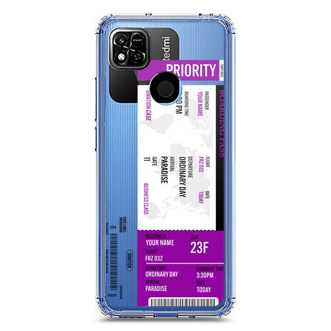Xiaomi Redmi 9C Cover - Personalised Boarding Pass Ticket Series - Clear Phone Case - Soft Silicon Borders