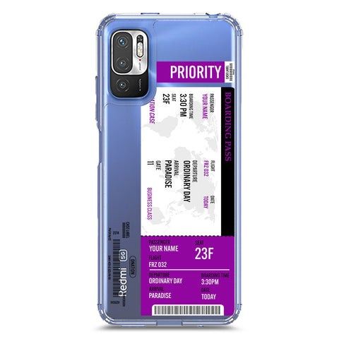 Xiaomi Redmi Note 10T 5G Cover - Personalised Boarding Pass Ticket Series - Clear Phone Case - Soft Silicon Borders
