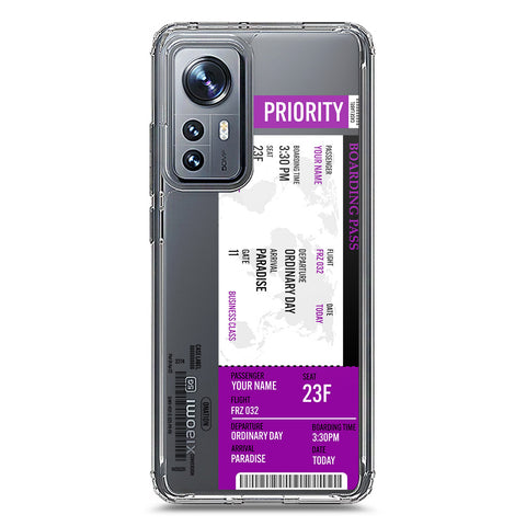 Xiaomi 12 Cover - Personalised Boarding Pass Ticket Series - Clear Phone Case - Soft Silicon Borders