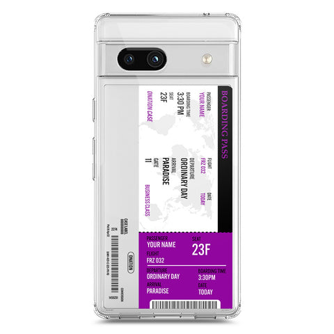 Google Pixel 7a Cover - Personalised Boarding Pass Ticket Series - Clear Phone Case - Soft Silicon Borders