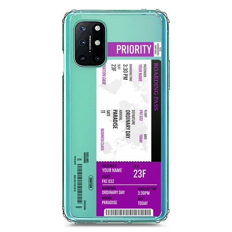OnePlus 8T Cover - Personalised Boarding Pass Ticket Series - Clear Phone Case - Soft Silicon Borders