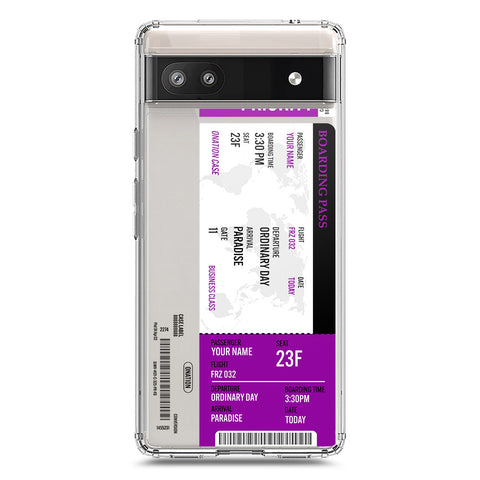 Google Pixel 6a Cover - Personalised Boarding Pass Ticket Series - Clear Phone Case - Soft Silicon Borders
