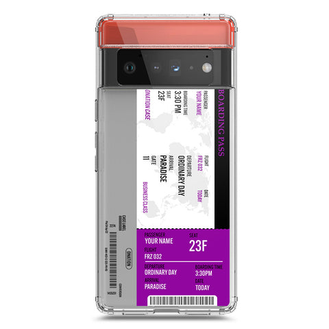 Google Pixel 6 Pro Cover - Personalised Boarding Pass Ticket Series - Clear Phone Case - Soft Silicon Borders