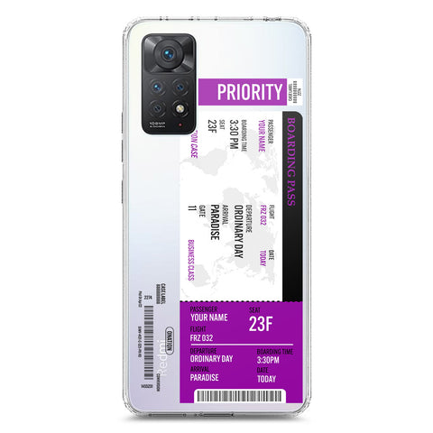 Xiaomi Redmi Note 11 Pro 5G Cover - Personalised Boarding Pass Ticket Series - Clear Phone Case - Soft Silicon Borders