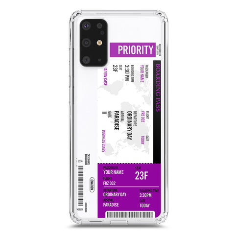 Samsung Galaxy S20 Plus Cover - Personalised Boarding Pass Ticket Series - Clear Phone Case - Soft Silicon Borders
