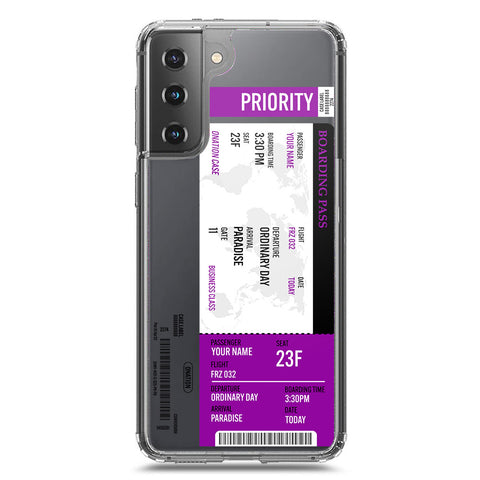 Samsung Galaxy S21 5G Cover - Personalised Boarding Pass Ticket Series - Clear Phone Case - Soft Silicon Borders