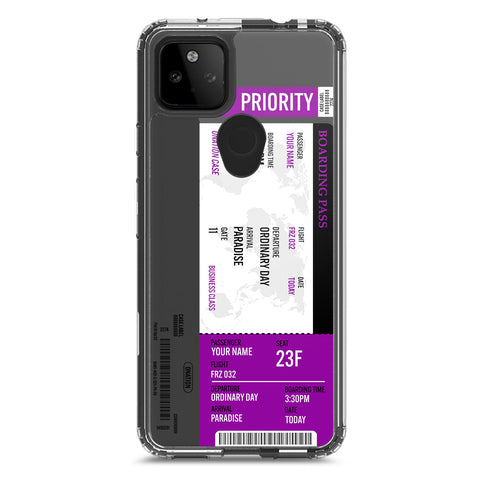 Google Pixel 5a 5G Cover - Personalised Boarding Pass Ticket Series - Clear Phone Case - Soft Silicon Borders