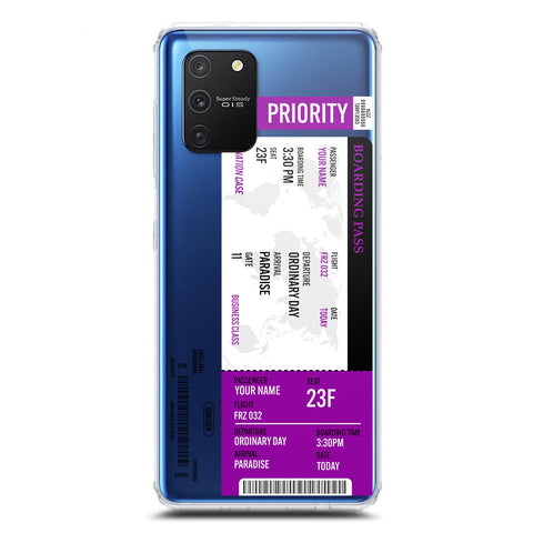 Samsung Galaxy S10 Lite Cover - Personalised Boarding Pass Ticket Series - Clear Phone Case - Soft Silicon Borders