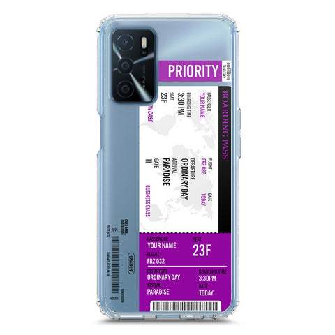 Oppo A55 5G Cover - Personalised Boarding Pass Ticket Series - Clear Phone Case - Soft Silicon Borders