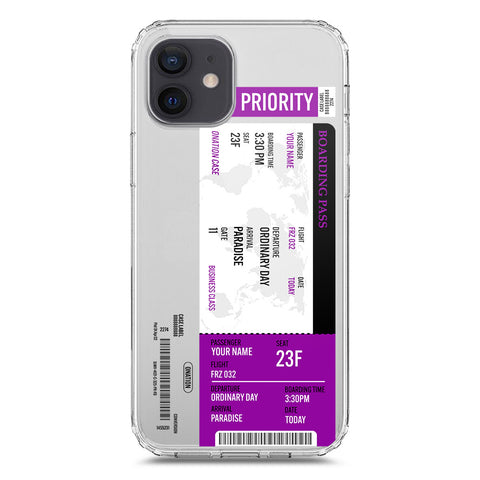 iPhone 12 Cover - Personalised Boarding Pass Ticket Series - Clear Phone Case - Soft Silicon Borders