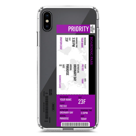 iPhone XS / X Cover - Personalised Boarding Pass Ticket Series - Clear Phone Case - Soft Silicon Borders