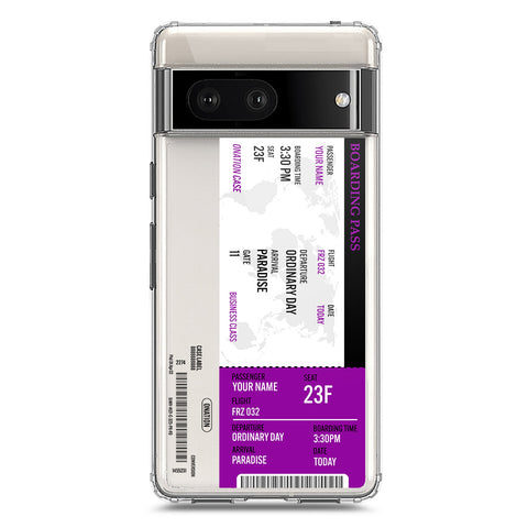 Google Pixel 7 Cover - Personalised Boarding Pass Ticket Series - Clear Phone Case - Soft Silicon Borders