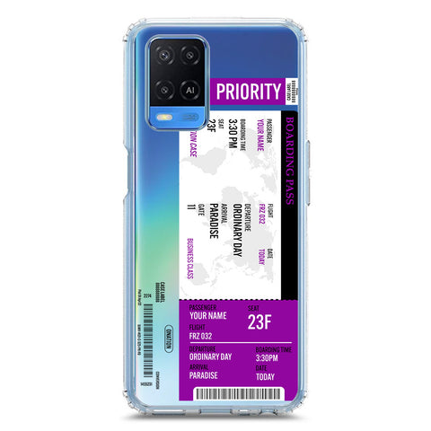Oppo A54 4G Cover - Personalised Boarding Pass Ticket Series - Clear Phone Case - Soft Silicon Borders