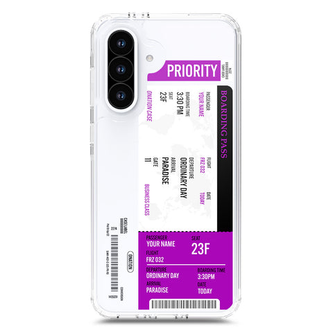 Samsung Galaxy A17 Cover - Personalised Boarding Pass Ticket Series - Clear Phone Case - Soft Silicon Borders