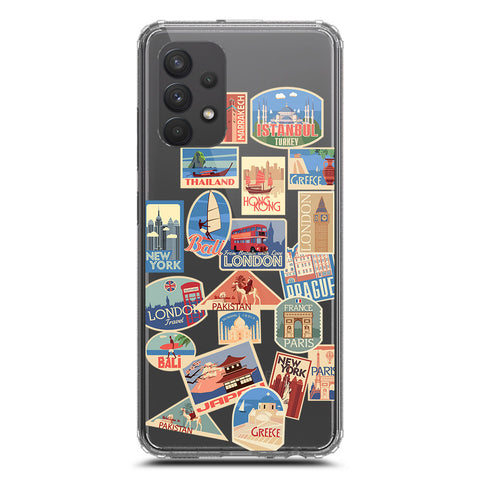 Samsung Galaxy A32 Cover - Personalised Boarding Pass Ticket Series - Clear Phone Case - Soft Silicon Borders